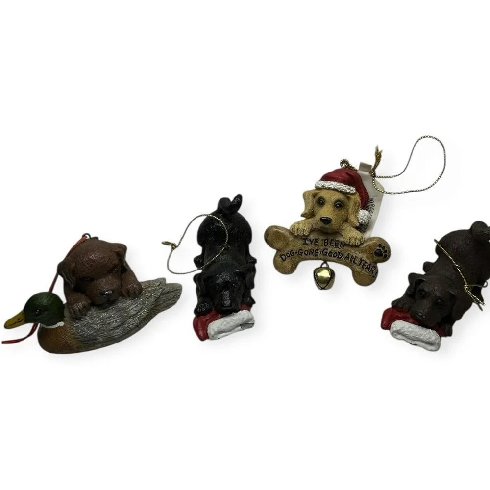 Vintage Dog Christmas‎ Ornament Lot - Includes Bass Pro Ornament